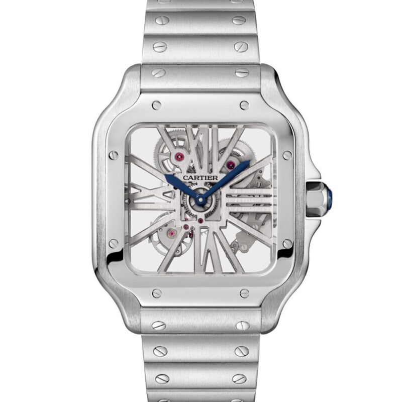 Santos de Cartier watch Large model, hand-wound mechanical movement, steel Ref: WHSA0015